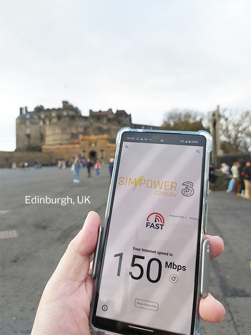 Simcard speedtest Edinburgh UK