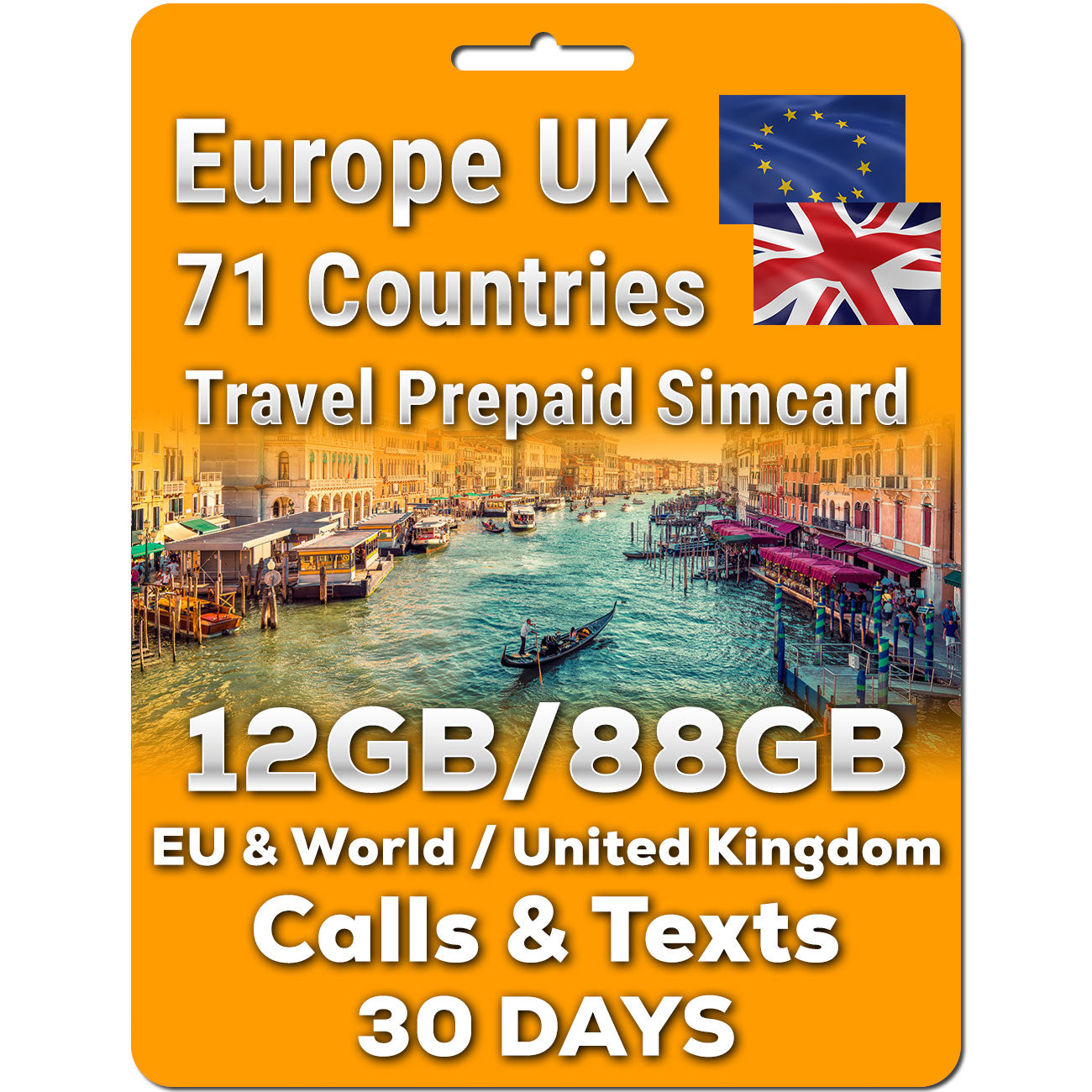 Europe UK Sim Card Data Calls Text | 6GB To Unlimited Data | Unlimited Calls & Text | 30 Days