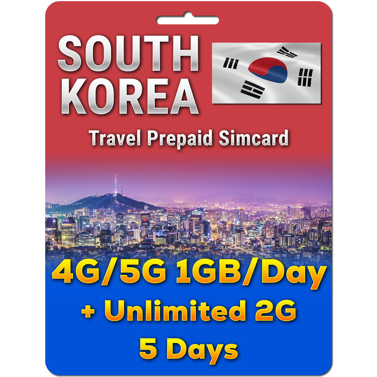 South Korea Simcard | 5G 1GB/day + Unlimited Data | 5 to 30 Days