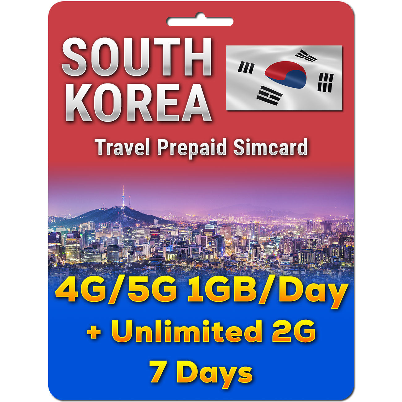 South Korea Simcard | 5G 1GB/day + Unlimited Data | 5 to 30 Days