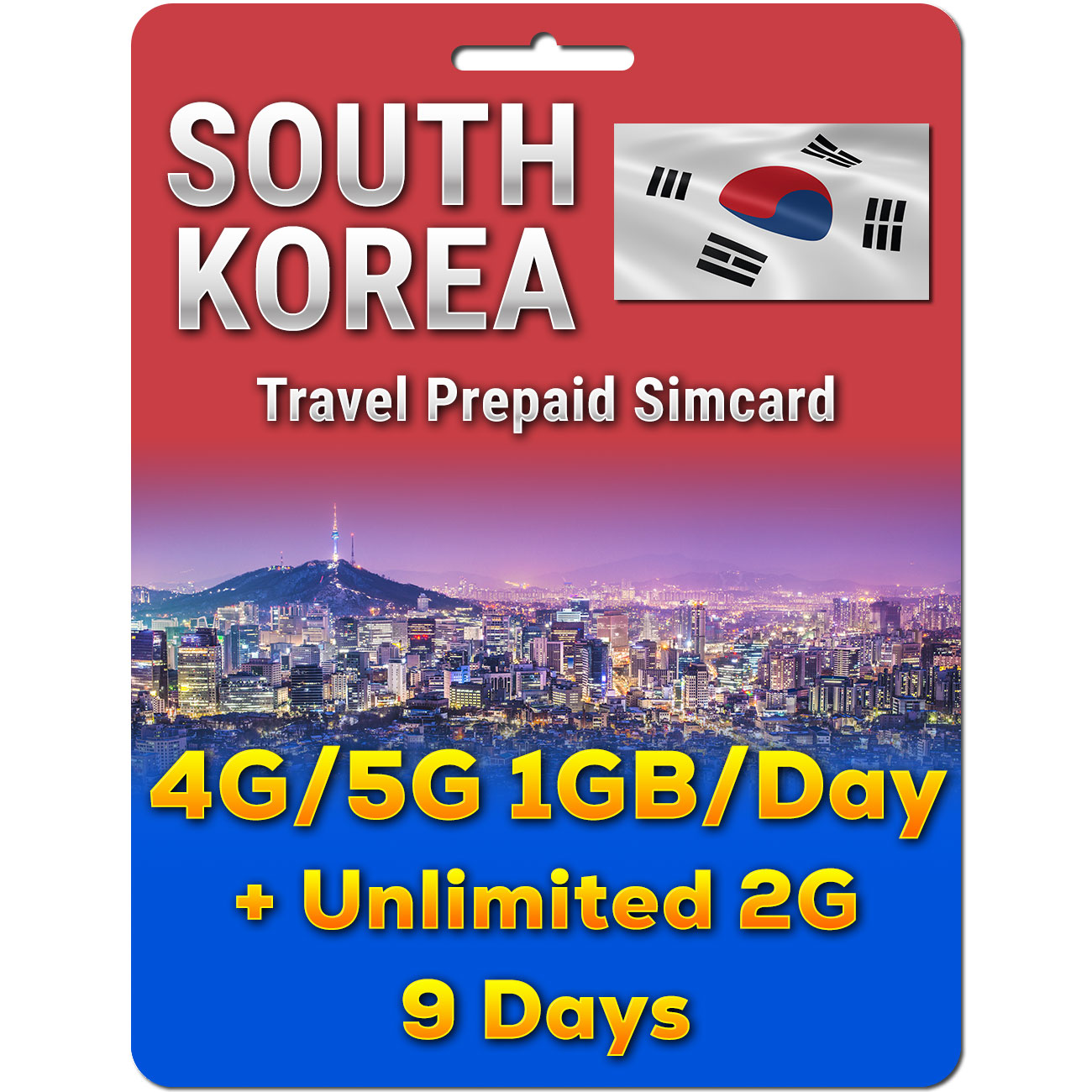 South Korea Simcard | 5G 1GB/day + Unlimited Data | 5 to 30 Days