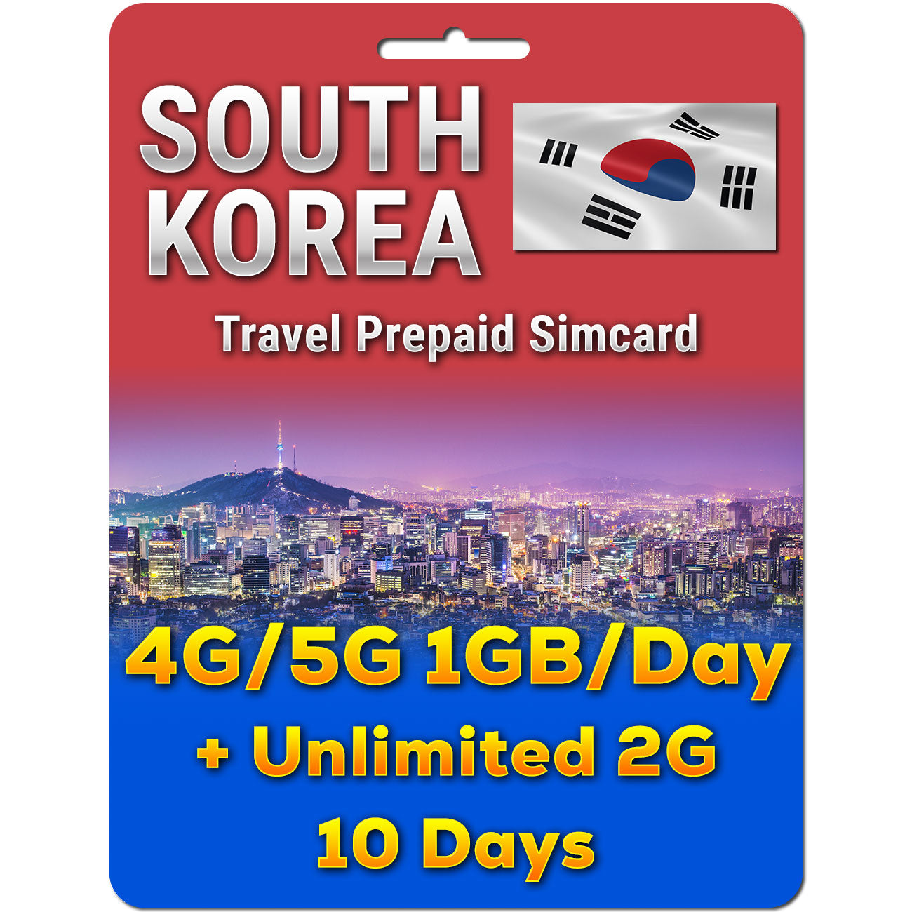 South Korea Simcard | 5G 1GB/day + Unlimited Data | 5 to 30 Days