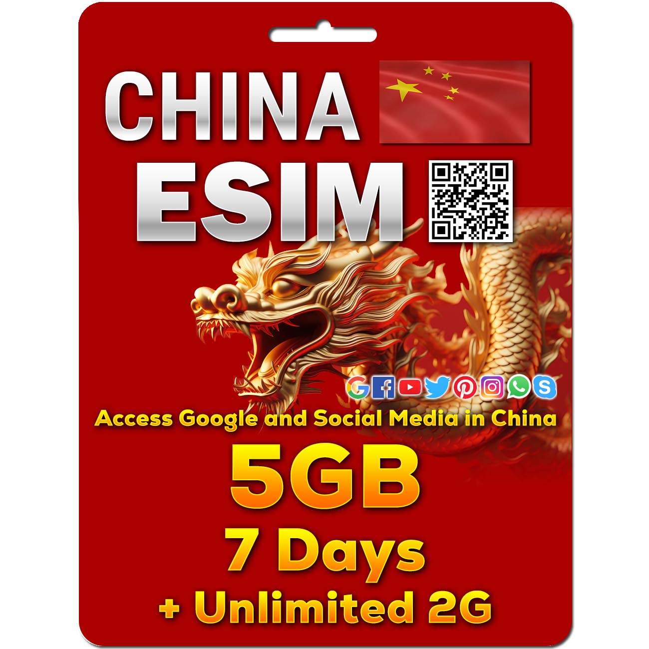 China eSim | 5-50GB | 7-30 Days