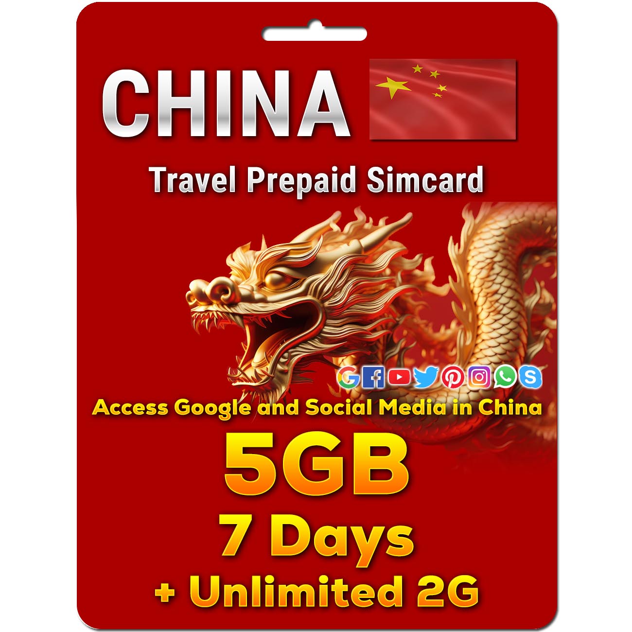 China Sim card | 5-50GB | 7-30 Days