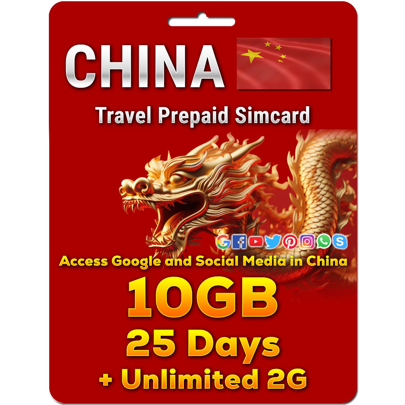China Sim card | 5-50GB | 7-30 Days
