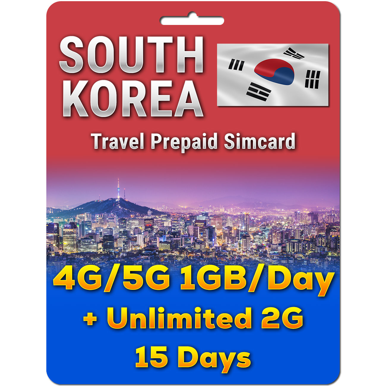 South Korea Simcard | 5G 1GB/day + Unlimited Data | 5 to 30 Days