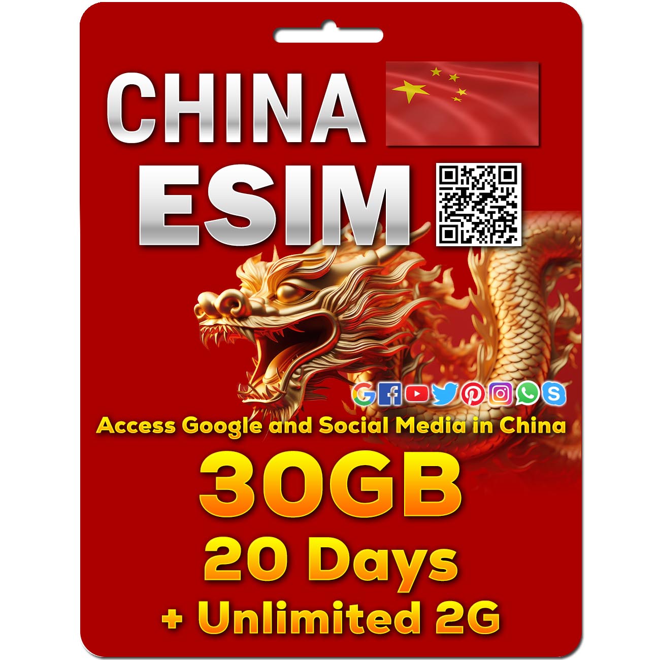 China eSim | 5-50GB | 7-30 Days