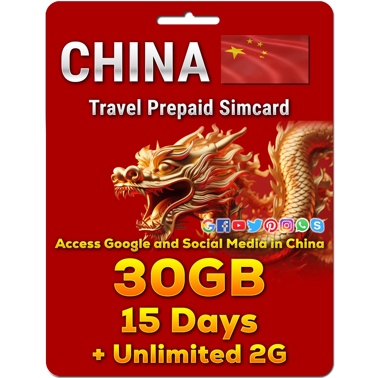 China Sim card | 5-50GB | 7-30 Days