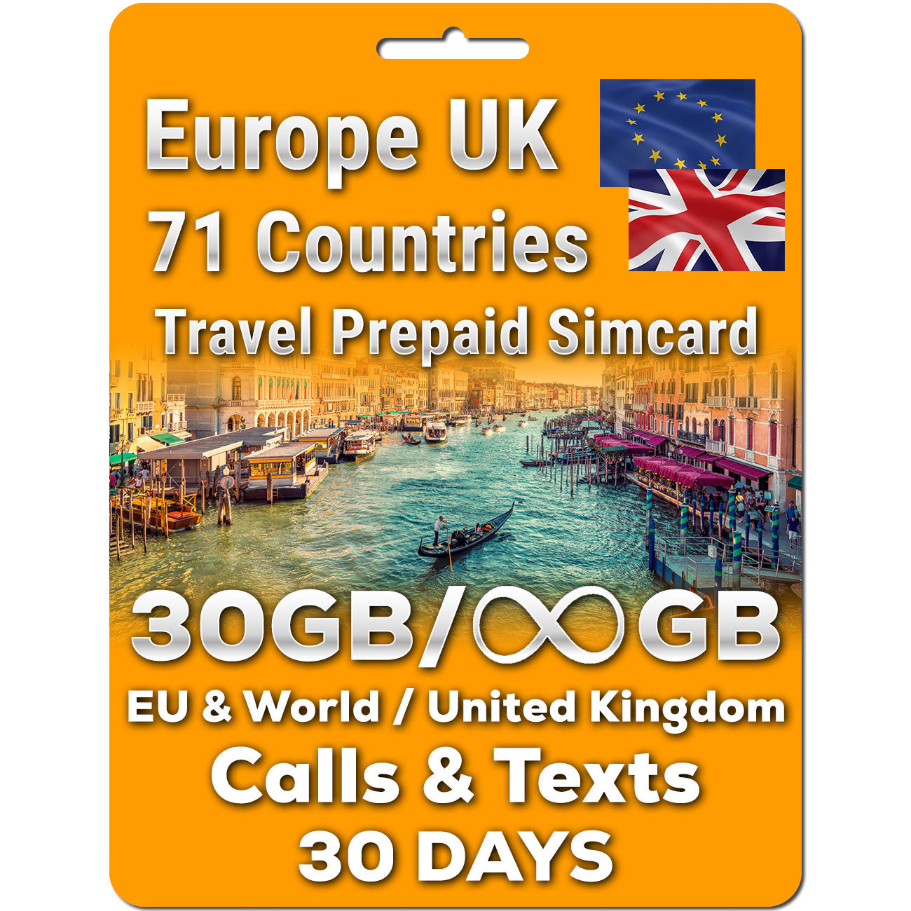 Europe UK Sim Card Data Calls Text | 6GB To Unlimited Data | Unlimited Calls & Text | 30 Days