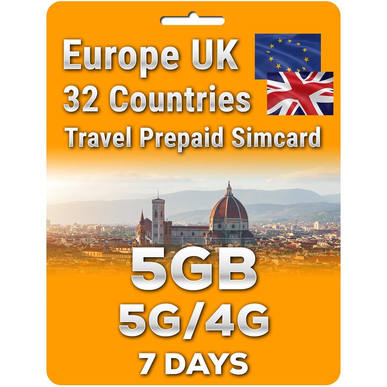 Europe UK Travel 5G Simcard | Up to 50GB