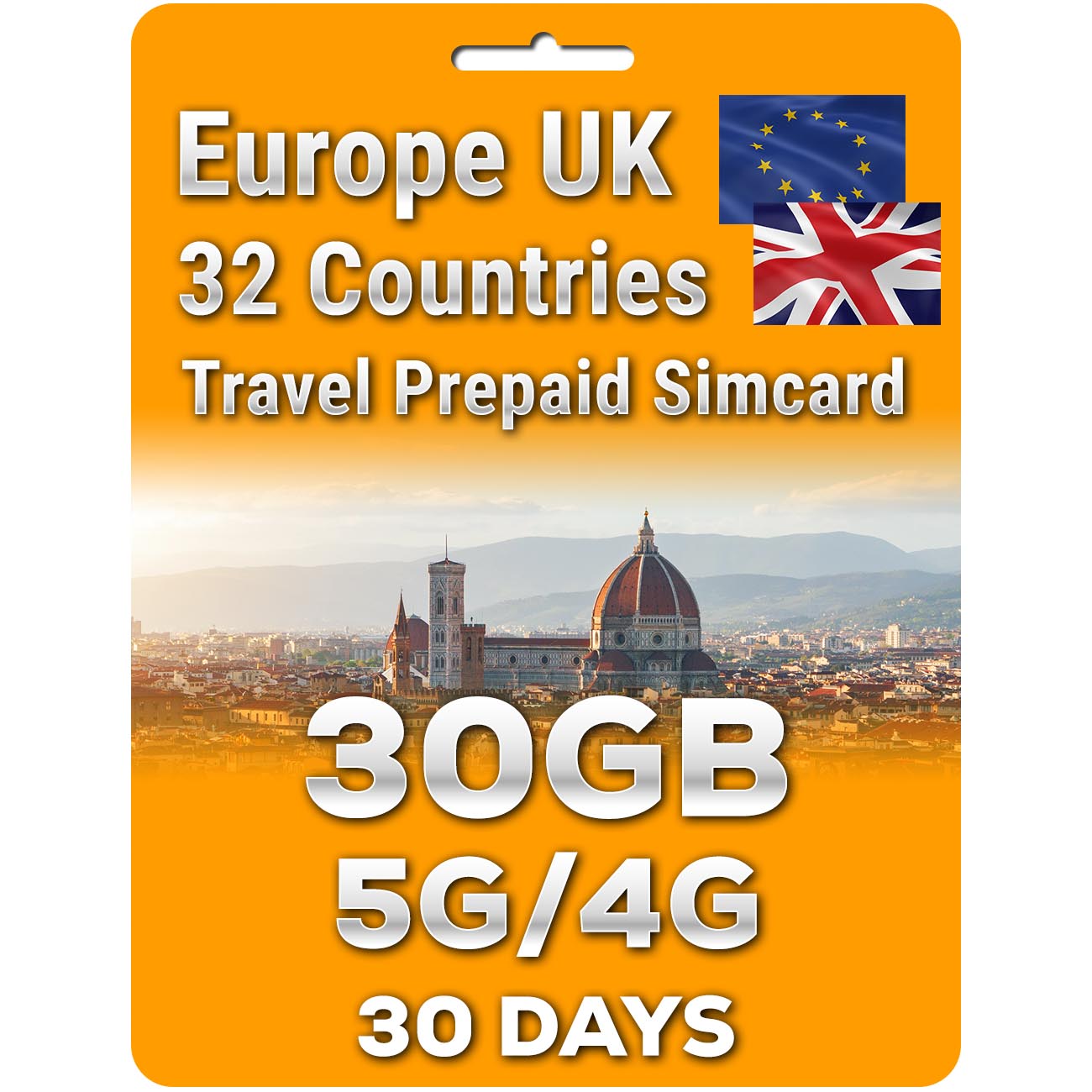 Europe UK Travel 5G Simcard | Up to 50GB