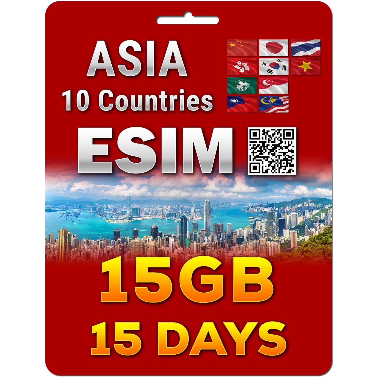 Asia eSim | 10 Countries | 5G/4G 5-50GB | 7-30 Days