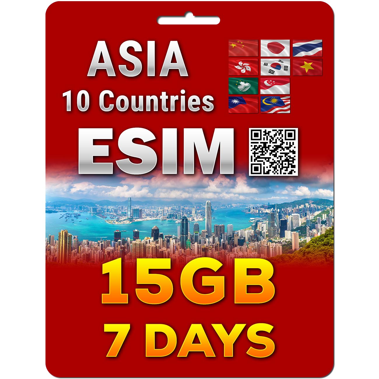 Asia eSim | 10 Countries | 5G/4G 5-50GB | 7-30 Days