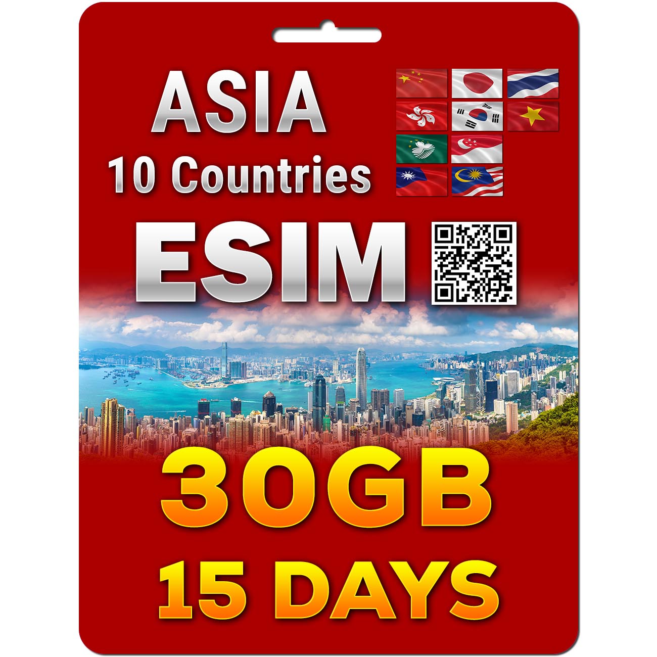 Asia eSim | 10 Countries | 5G/4G 5-50GB | 7-30 Days