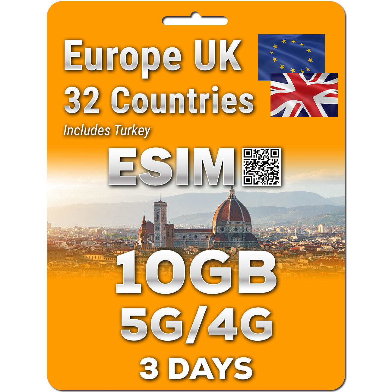 Europe UK Travel 5G eSim 32 Countries | Up to 50GB | QR code activation