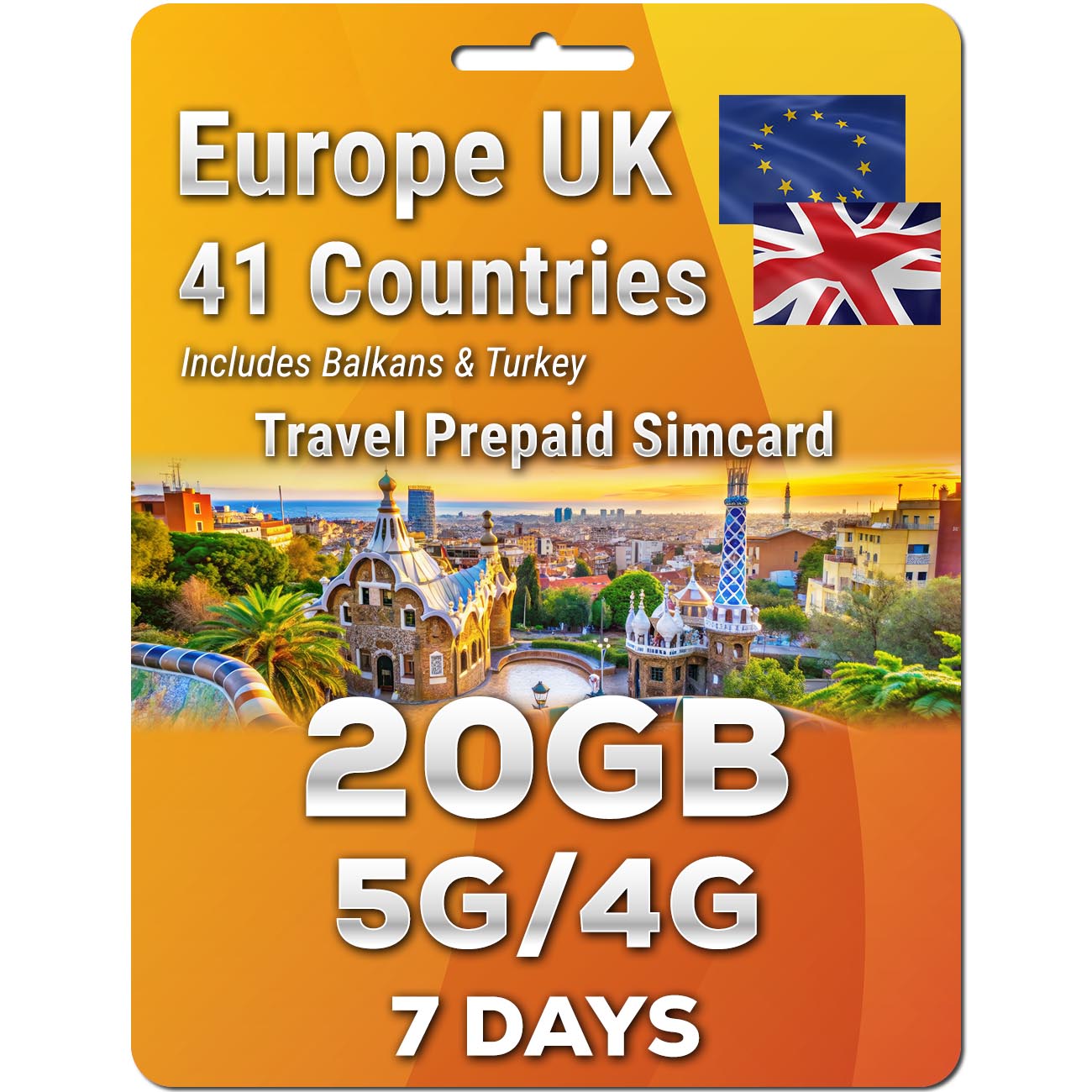 Europe UK Travel 5G Simcard 41 Countries | Up to 50GB