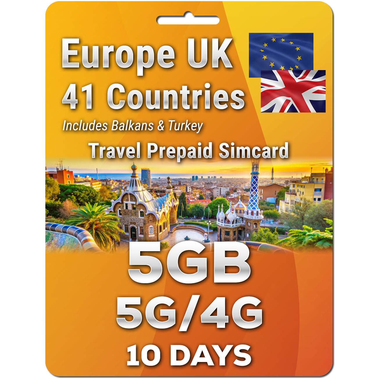 Europe UK Travel 5G Simcard 41 Countries | Up to 50GB