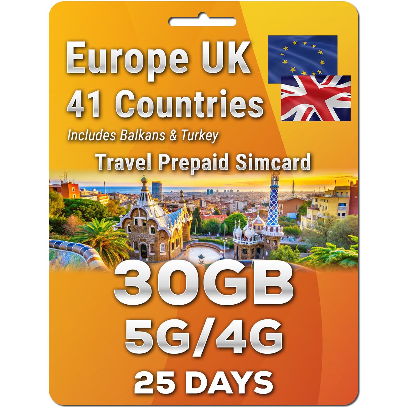 Europe UK Travel 5G Simcard 41 Countries | Up to 50GB