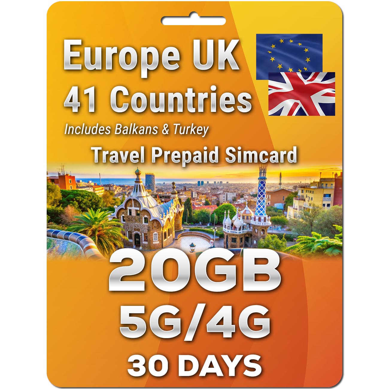 Europe UK Travel 5G Simcard 41 Countries | Up to 50GB