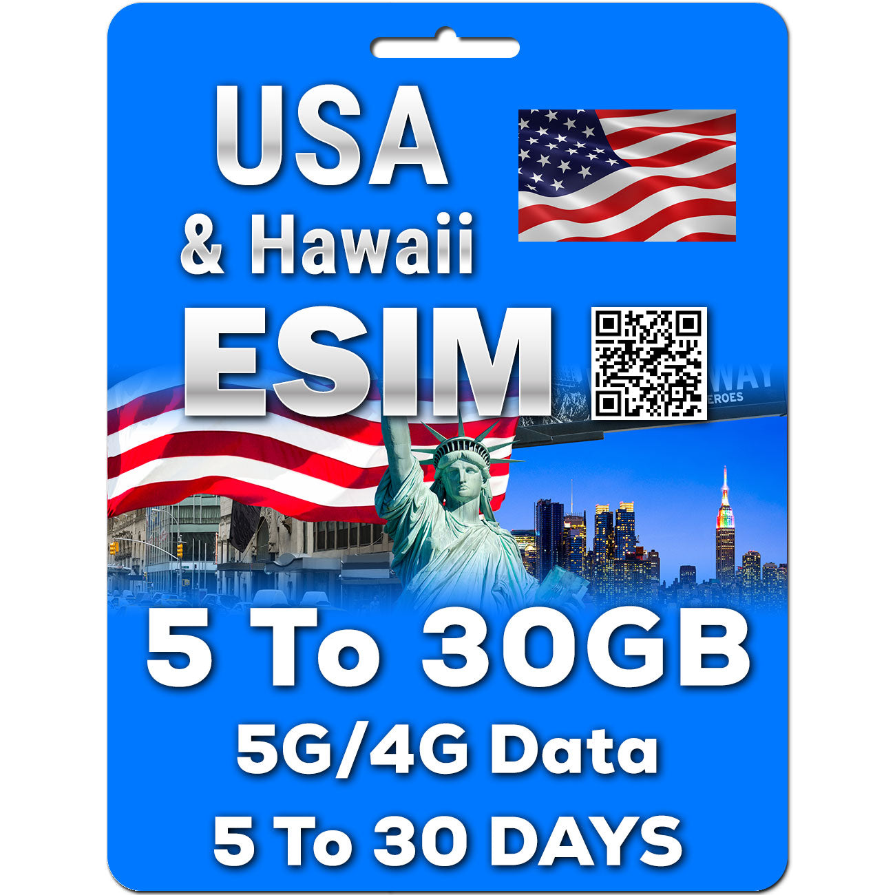 USA & Hawaii eSIM | 5-30GB | 5-30 Days