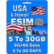 USA & Hawaii eSIM | 5-30GB | 5-30 Days