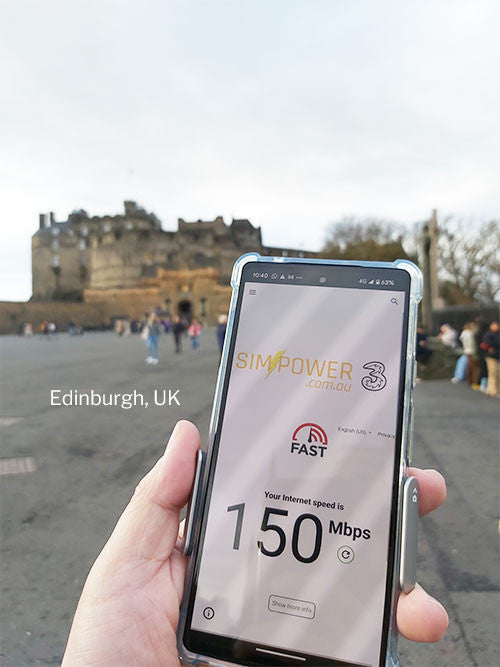 Simcard speedtest Edinburgh UK