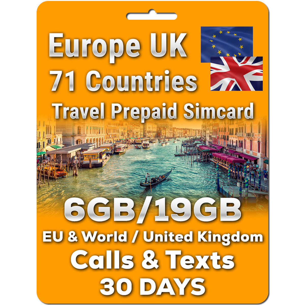 Europe UK Sim Card Data Calls Text | 6GB To Unlimited Data | Unlimited Calls & Text | 30 Days