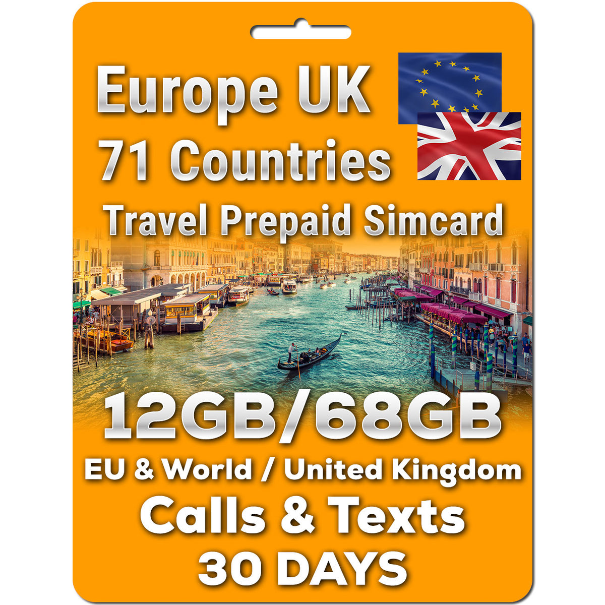 Europe UK Sim Card Data Calls Text | 6GB To Unlimited Data | Unlimited Calls & Text | 30 Days