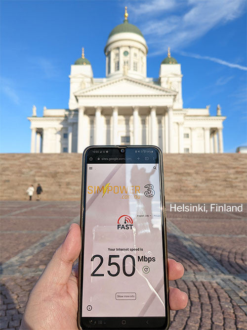 Simcard speedtest Helsinki Finland