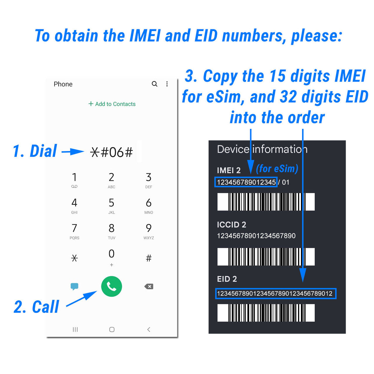 Obtain IMEI and EID