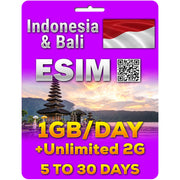 Bali eSim | 5 Days to 30 Days | 1GB per day | QR code activation