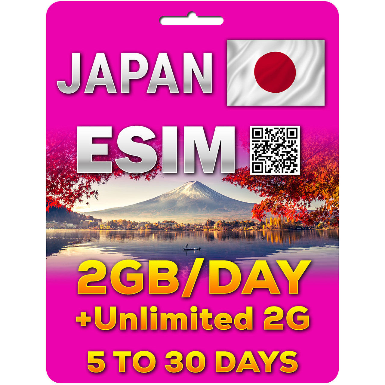 Japan Travel eSim | 5 Days to 30 Days | 2GB per day | QR code activation