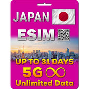 Japan 5G Unlimited Data Travel eSim | QR code activation