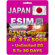 Japan Travel eSim | IIJ NTT Docomo | 5-30 Days | 3GB-50GB | QR code activation