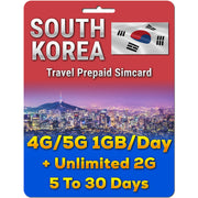 South Korea Simcard | 5-30 Days | 1GB/Day