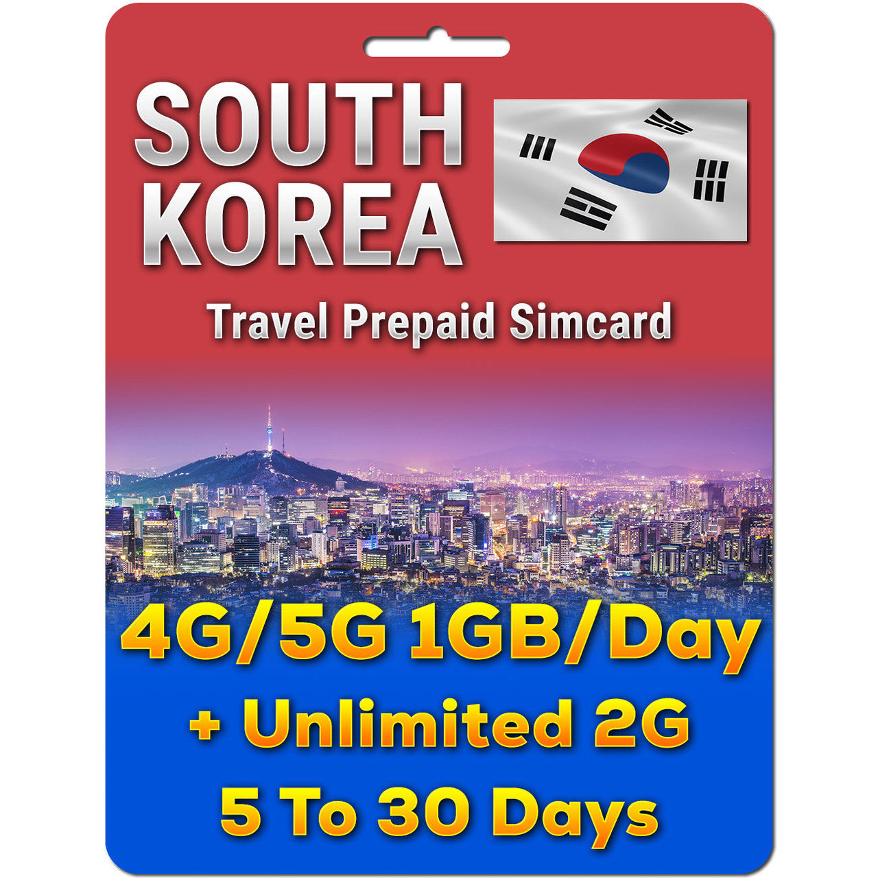 South Korea Simcard | 5-30 Days | 1GB/Day