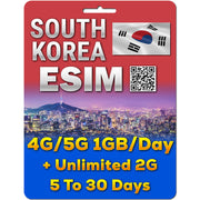 South Korea Travel eSim | 5-30 Days | 1GB Per Day | QR code activation